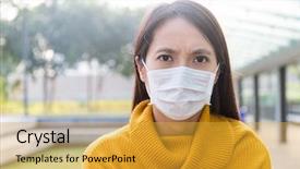  Presentation with wearing a surgical face mask - Beautiful theme featuring plant virus - asian young woman wearing backdrop and a yellow colored foreground