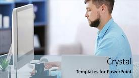  Presentation with home homeschooling - Amazing PPT layouts having plant virus - handsome young programmer working backdrop and a light blue colored foreground