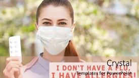  Presentation with face mask - Amazing presentation design having plant virus - pollen allergy young woman backdrop and a coral colored foreground
