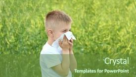  Presentation with plant tissue - Beautiful presentation design featuring plant virus - seasonal allergy little boy backdrop and a tawny brown colored foreground