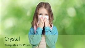  Presentation with tissue - Beautiful PPT theme featuring allergy little girl with tissue backdrop and a mint green colored foreground