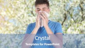  Presentation with tissue - Theme enhanced with allergy young man with tissue background and a teal colored foreground