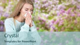  Presentation with tissue - PPT theme featuring allergy young woman with tissue background and a tawny brown colored foreground