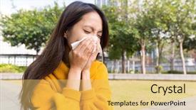  Presentation with crime woman on the run - Presentation theme featuring plant virus - woman runny nose background and a yellow colored foreground