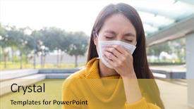  Presentation with pollution air - Cool new slide set with plant virus - woman wearing mask backdrop and a yellow colored foreground