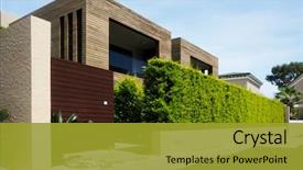  Presentation with green architecture - PPT layouts having plant wall actual eco architecture background and a gold colored foreground