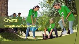  Presentation with tree planting - PPT layouts featuring plantas - environmental activists planting a tree background and a tawny brown colored foreground