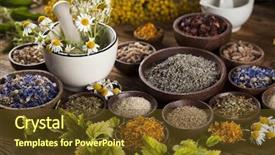  Presentation with herbal medicine - Beautiful slides featuring plantas - herbal medicine on wooden desk backdrop and a tawny brown colored foreground