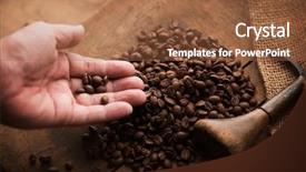  Presentation with coffee beans - Cool new PPT layouts with plantation crop - imported coffee beans spilling backdrop and a tawny brown colored foreground