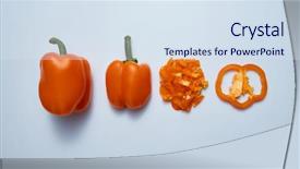  Presentation with helva fresh sliced halva - PPT layouts consisting of planting chilly - fresh sweet bell peppers slices background and a sky blue colored foreground
