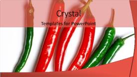  Presentation with spicy food - Slide set featuring planting chilly - green and red chili peppers background and a red colored foreground