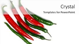  Presentation with spicy food - Slide set with planting chilly - green and red chili peppers background and a white colored foreground