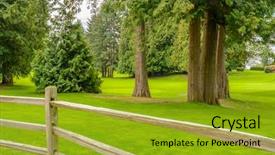  Presentation with wooden floor and gold frame - Amazing theme having planting flag hill - golf course with wooden fence backdrop and a gold colored foreground
