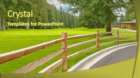  Presentation with golf course - Theme with planting flag hill - golf course with wooden fence background and a  colored foreground