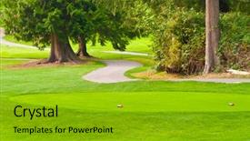  Presentation with rustic wedding green gold - Beautiful PPT theme featuring planting flag hill - golf place with nice green backdrop and a  colored foreground