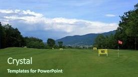  Presentation with golf course - PPT layouts with planting flag hill - green golf course- exercise field background and a  colored foreground
