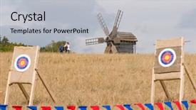  Presentation with old windmill - Amazing presentation theme having planting flag hill - old windmill on field near backdrop and a  colored foreground