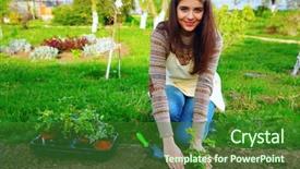  Presentation with planting seed in heart - Presentation design with planting flowers in the garden background and a forest green colored foreground