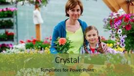  Presentation with family shopping - Cool new presentation theme with planting garden flowers - family shopping backdrop and a tawny brown colored foreground
