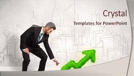  Presentation with plant - Presentation theme having planting seeds - business man watering green plant background and a sky blue colored foreground