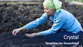 Presentation with healthy lifestyle - Audience pleasing presentation design consisting of planting seeds - garden works young woman working backdrop and a navy blue colored foreground