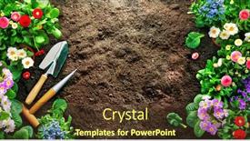  Presentation with horticulture - Presentation theme consisting of planting-spring-flowers background and a tawny brown colored foreground
