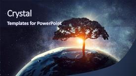  Presentation with lonely - PPT theme enhanced with plantplanet - lonely tree in night background and a  colored foreground