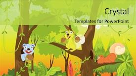  Presentation with vector - Audience pleasing slide set consisting of cartoon plants - squirrels in the jungle backdrop and a yellow colored foreground