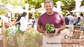  Presentation with market food - Amazing presentation theme having plants at farmers food market backdrop and a coral colored foreground