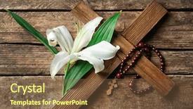  Presentation with easter lily - Slide deck with plants bible - cross and easter white lily background and a tawny brown colored foreground