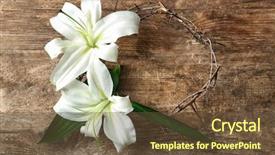  Presentation with easter lily - Presentation design enhanced with plants bible - crown of thorns and easter background and a tawny brown colored foreground