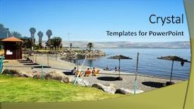  Presentation with sea galilee - Colorful presentation theme enhanced with plants bible - sea of galilee backdrop and a light blue colored foreground
