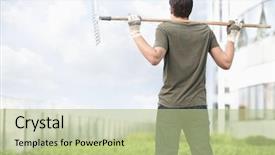  Presentation with green roof - PPT theme enhanced with plants in roof top garden background and a mint green colored foreground