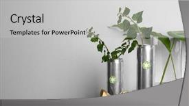  Presentation with e waste recycling - Audience pleasing PPT layouts consisting of plants on table near light backdrop and a light gray colored foreground