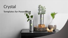  Presentation with recycle glass waste for recycling - PPT layouts having plants on table near light background and a  colored foreground