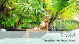  Presentation with palm - Slide deck having plants sea - woman on palm background and a  colored foreground