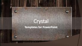  Presentation with plaque - PPT theme enhanced with plaque - rusty metal plate on wooden background and a gray colored foreground