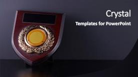  Presentation with plaque - Slide deck with plaque awards on the black background and a dark gray colored foreground