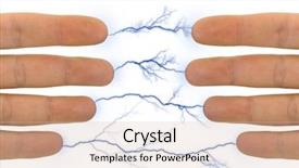  Presentation with racism white hands in modern - Slides enhanced with plasma physics - hands and lightnings isolated background and a lemonade colored foreground