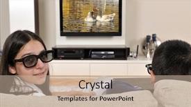  Presentation with sister - Amazing theme having 3d television - sister and brother watching 3d backdrop and a soft green colored foreground