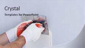  Presentation with builder - PPT layouts with plaster - builder using plastering tool background and a lemonade colored foreground