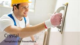  Presentation with plaster - Slide set featuring plaster - building profession and people concept background and a coral colored foreground