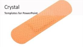  Presentation with aid - Presentation theme with plaster band isolated on white background and a sky blue colored foreground