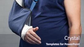  Presentation with shoulder - PPT theme consisting of plaster broken arm shoulder background and a  colored foreground