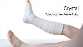  Presentation with plaster - Colorful slide set enhanced with plaster on leg on white backdrop and a white colored foreground