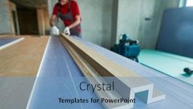  Presentation with construction work - Slides featuring plasterboard-work-worker-assembling-gypsum background and a teal colored foreground