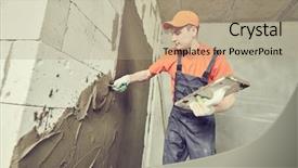  Presentation with wall mart - Presentation design featuring plasterer applying plaster on block background and a coral colored foreground