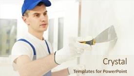  Presentation with home improvement - Audience pleasing PPT layouts consisting of plasterer home improvement handyman worker backdrop and a lemonade colored foreground