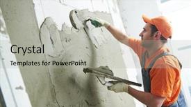  Presentation with plaster - Beautiful slide deck featuring plasterer putting plaster on wall backdrop and a light gray colored foreground