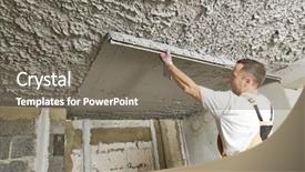  Presentation with mortar - Beautiful PPT layouts featuring plasterer smoothing plaster mortar backdrop and a gray colored foreground